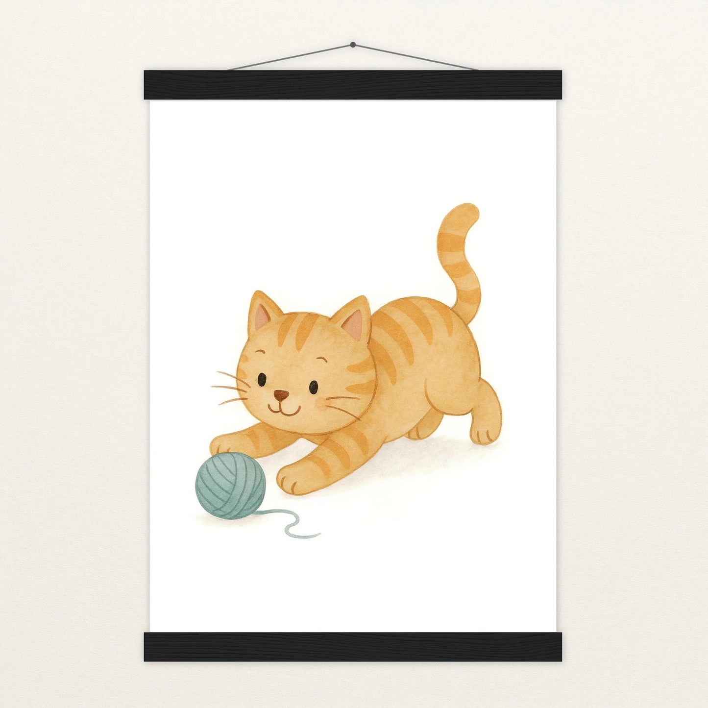 Kira die Katze - Motiv: "Wolle" Poster mit Leisten von tinylearner