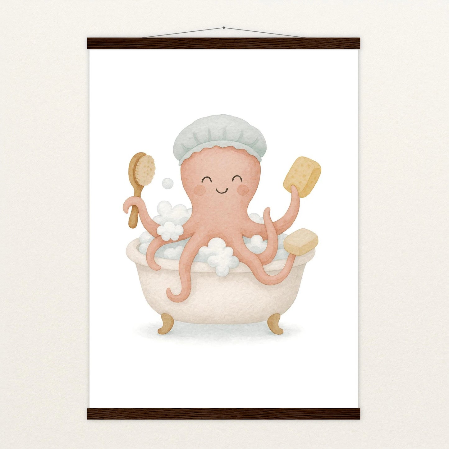 Tilli der Tintenfisch - Motiv: "Baden" Poster mit Leisten von tinylearner