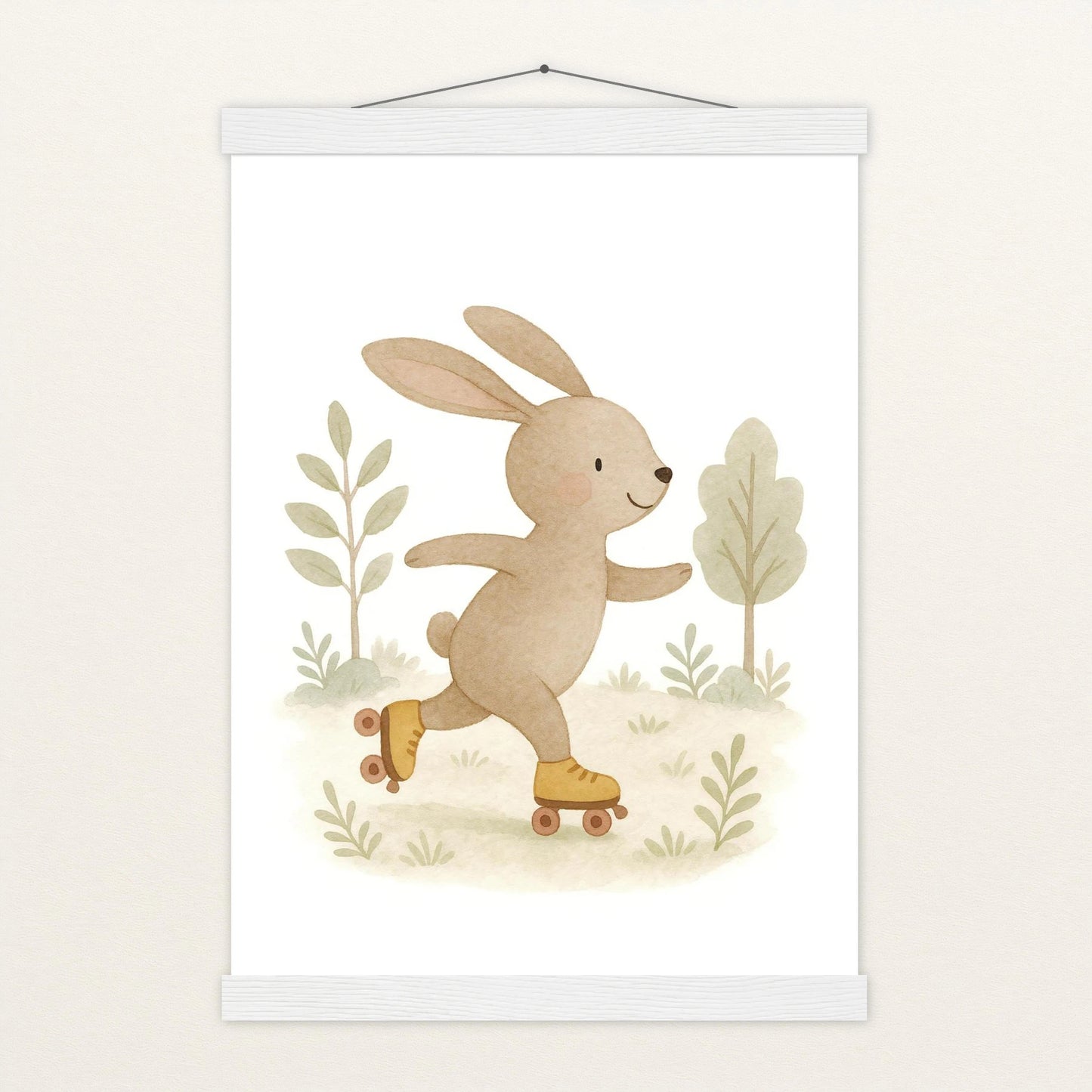 Holly der Hase - Motiv: "Rollschuhe" Poster mit Leisten von tinylearner