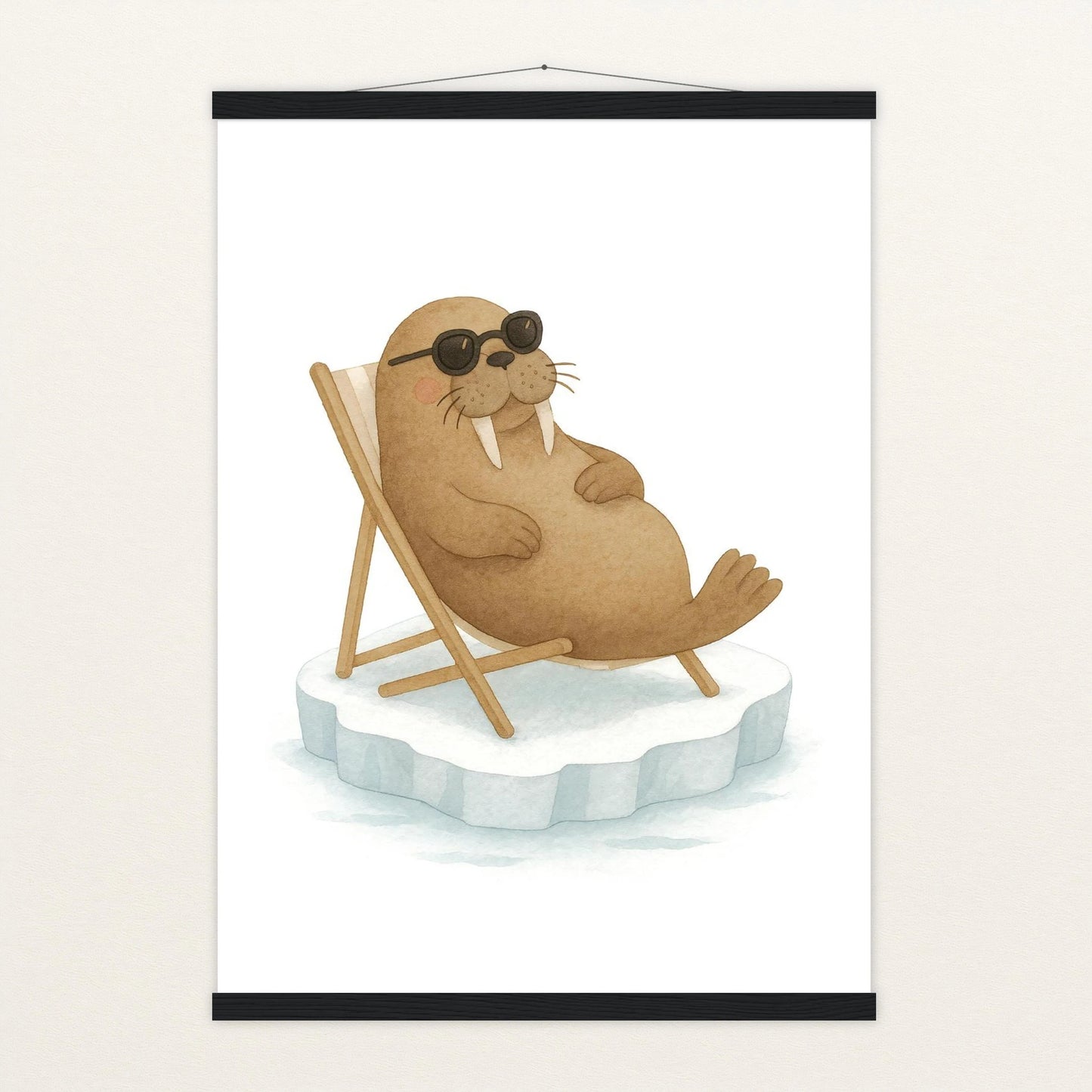 Wally das Walross - Motiv: "Liegestuhl" Poster mit Leisten von tinylearner