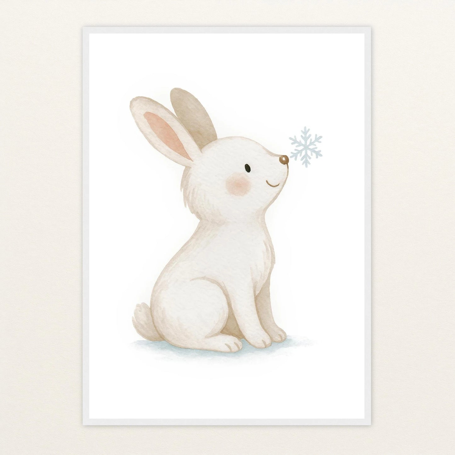 Sina der Schneehase Poster mit Holzrahmen von tinylearner