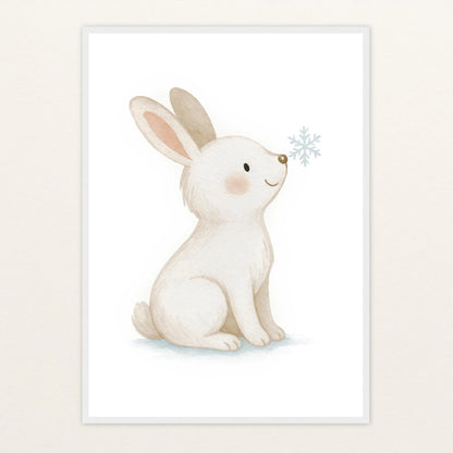 Sina der Schneehase Poster mit Holzrahmen von tinylearner