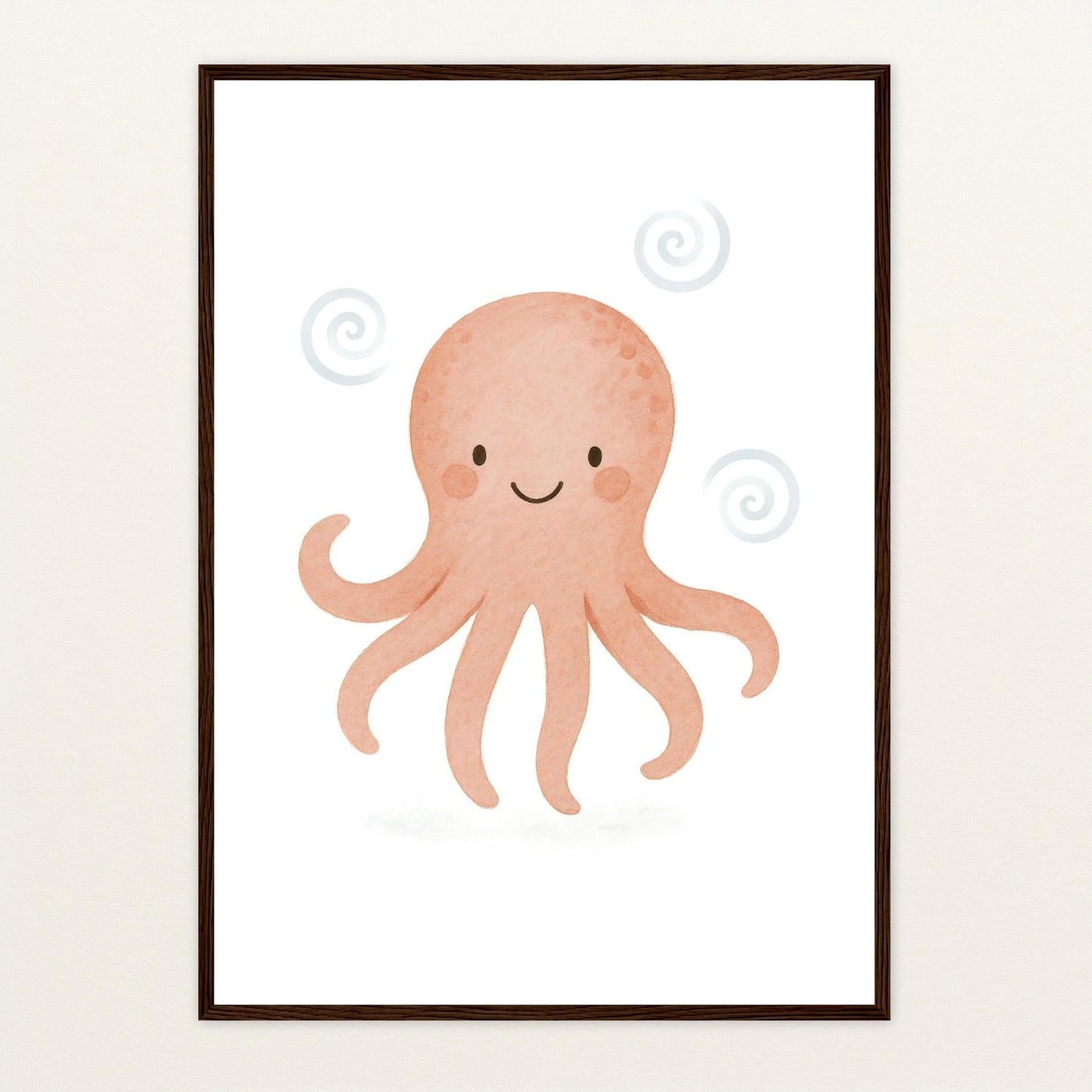 Tilli der Tintenfisch Poster mit Holzrahmen von tinylearner