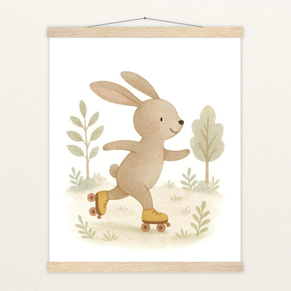 Holly der Hase - Motiv: "Rollschuhe" Poster mit Leisten von tinylearner