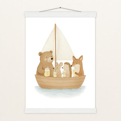 Tierfreunde - Motiv: "Segelschiff" Poster mit Leisten von tinylearner
