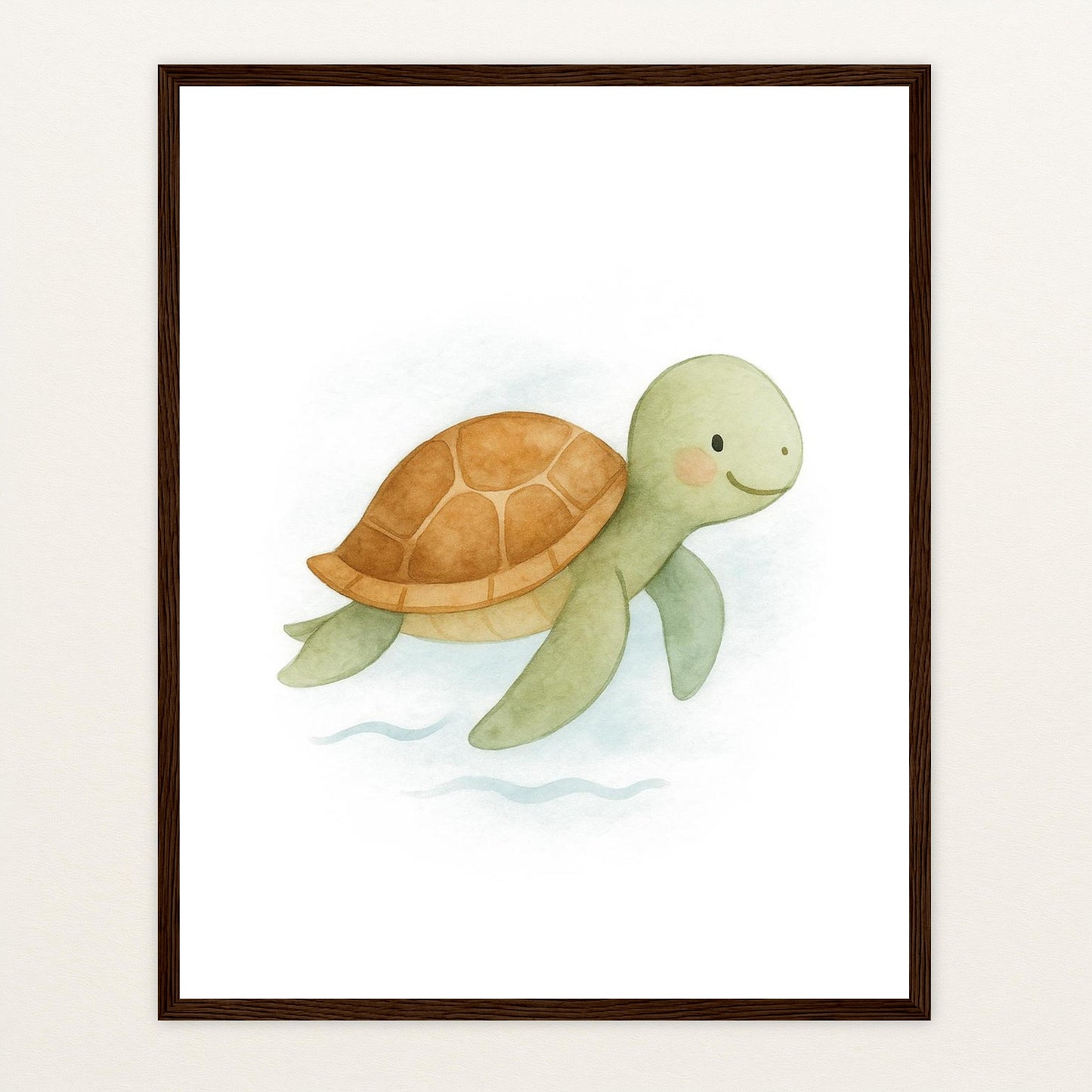 Sora die Schildkröte Poster mit Holzrahmen von tinylearner