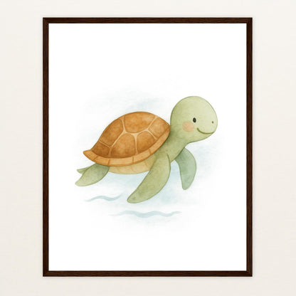 Sora die Schildkröte Poster mit Holzrahmen von tinylearner