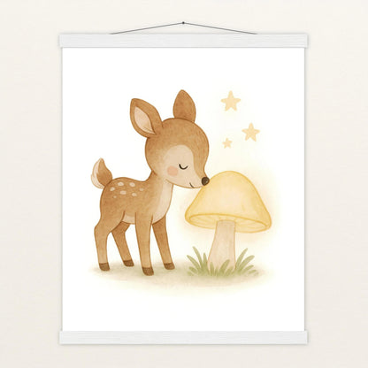 Ria das Reh - Motiv: "Leuchtpilz" Poster mit Leisten von tinylearner