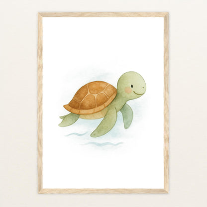 Sora die Schildkröte Poster mit Holzrahmen von tinylearner