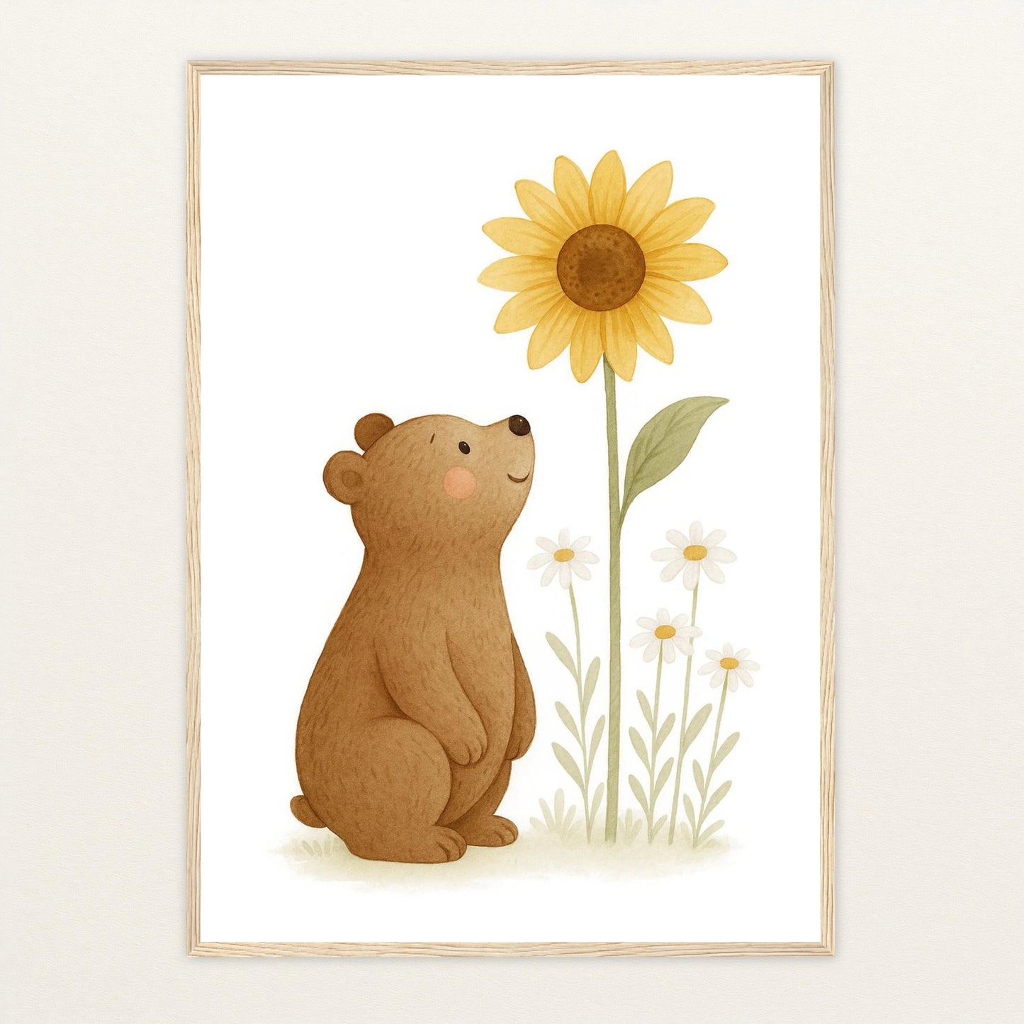 Balu der Bär - Motiv: "Sonnenblume" Poster mit Holzrahmen von tinylearner