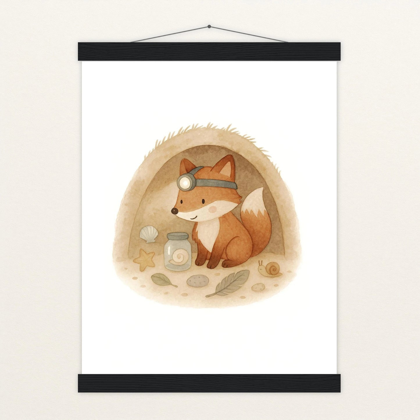 Finnegan der Fuchs - Motiv: "Höhle" Poster mit Leisten von tinylearner