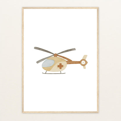 Rettungshubschrauber Poster mit Holzrahmen von tinylearner