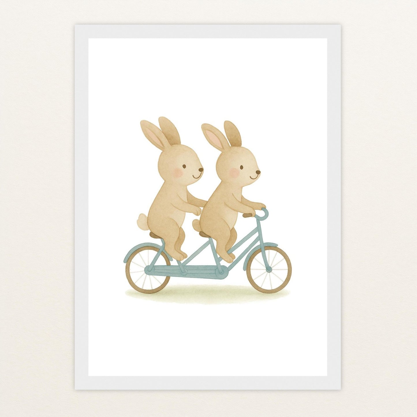 Holly der Hase - Motiv: "Tandem" Poster mit Holzrahmen von tinylearner