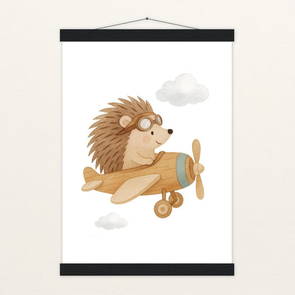 Iggi der Igel - Motiv: "Flugzeug" Poster mit Leisten von tinylearner