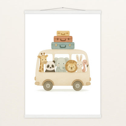 Tierfreunde - Motiv: "Reisebus" Poster mit Leisten von tinylearner