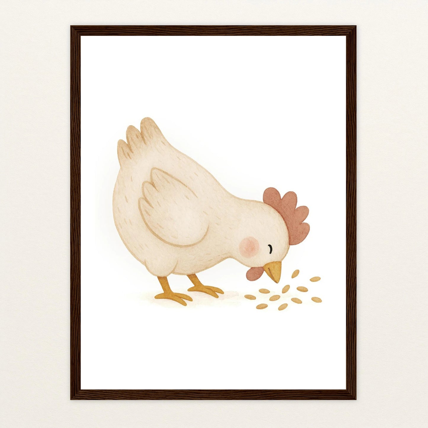 Hanni das Huhn - Motiv: "Körner" Poster mit Holzrahmen von tinylearner