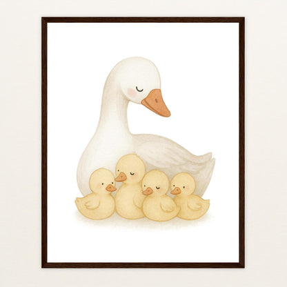 Gusi die Gans - Motiv: "Familie" Poster mit Holzrahmen von tinylearner