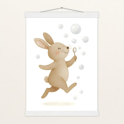 Holly der Hase - Motiv: "Seifenblasen" Poster mit Leisten von tinylearner