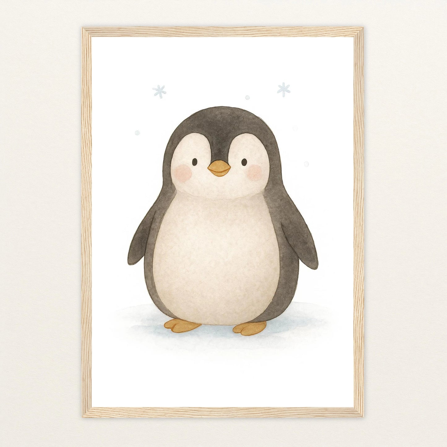 Pia der Pinguin Poster mit Holzrahmen von tinylearner