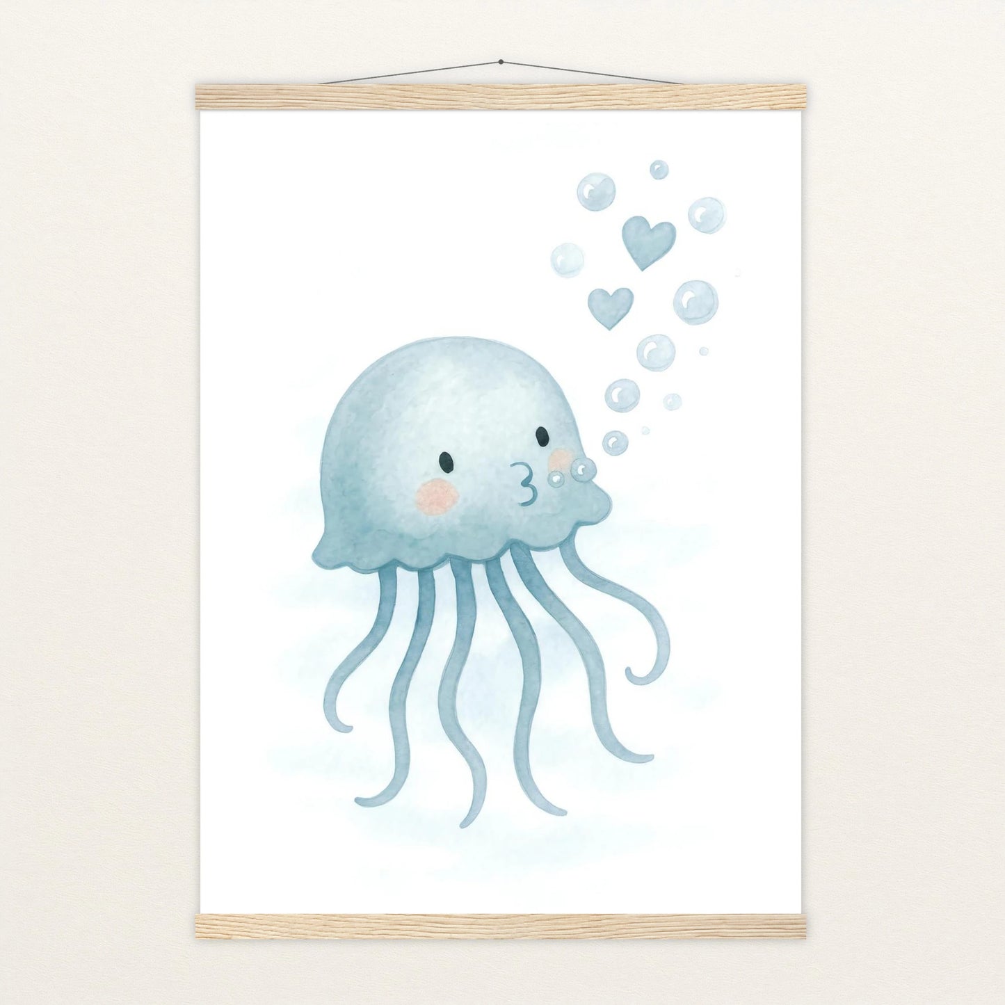 Quinn die Qualle - Motiv: "Luftblasen" Poster mit Leisten von tinylearner