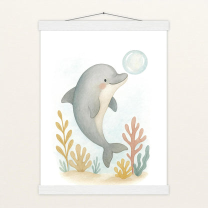 Dora der Delfin - Motiv: "Luftblase" Poster mit Leisten von tinylearner