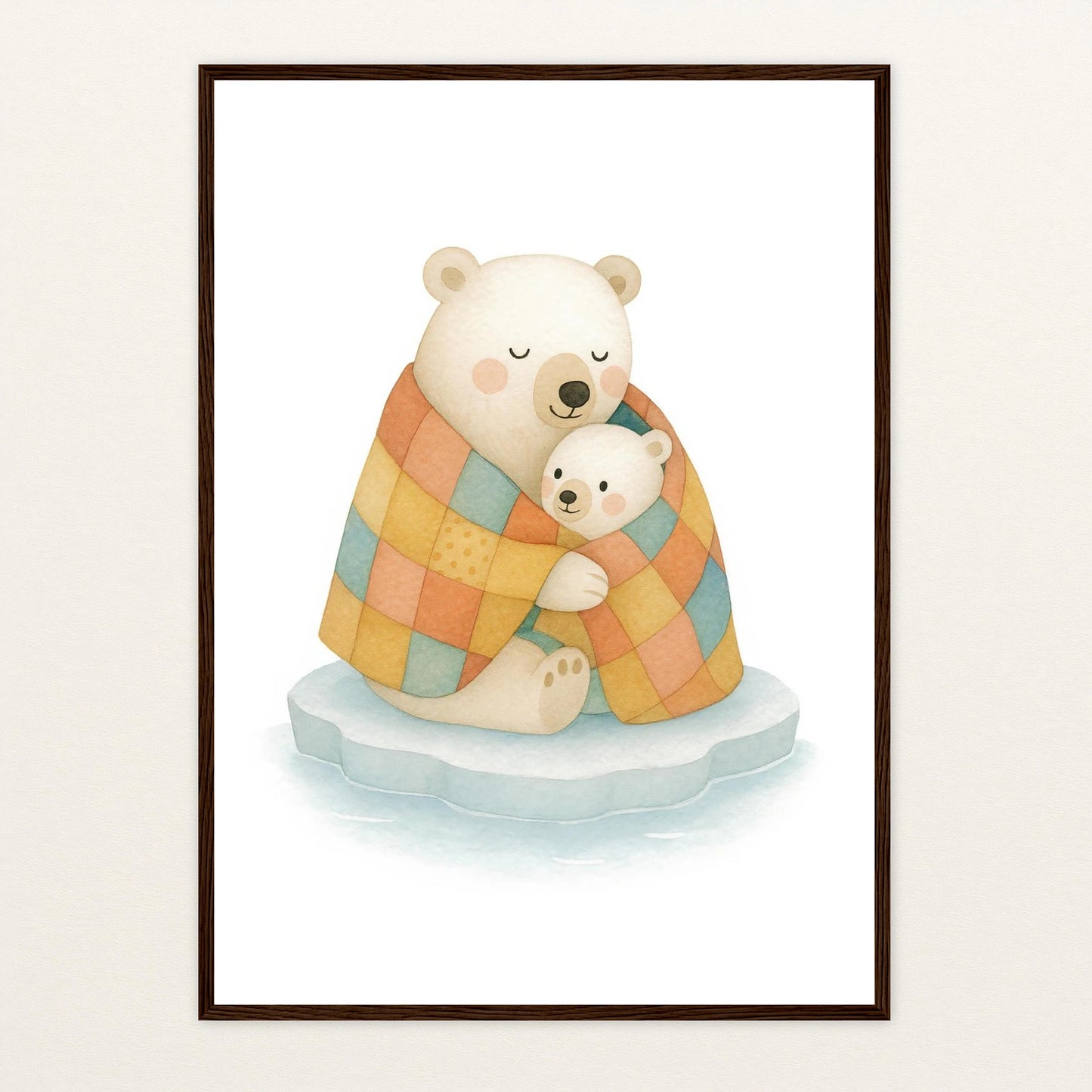 Pummel der Polarbär - Motiv: "Familie" Poster mit Holzrahmen von tinylearner