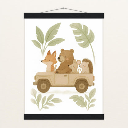 Tierfreunde - Motiv: "Safari" Poster mit Leisten von tinylearner