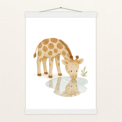 Greta die Giraffe - Motiv: "Trinken" Poster mit Leisten von tinylearner