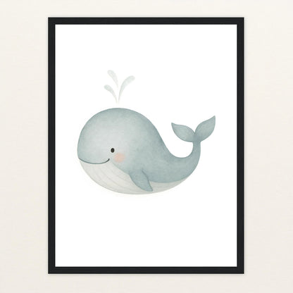 Willi der Wal Poster mit Holzrahmen von tinylearner