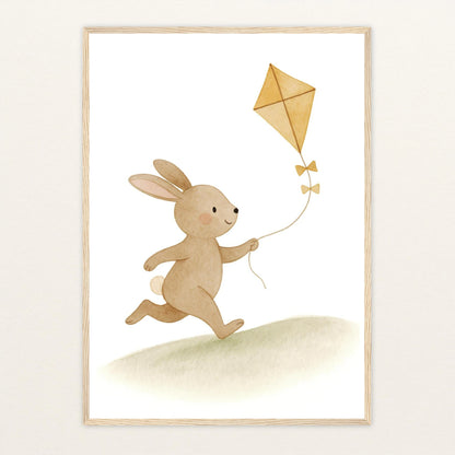 Holly der Hase - Motiv: "Drachen" Poster mit Holzrahmen von tinylearner