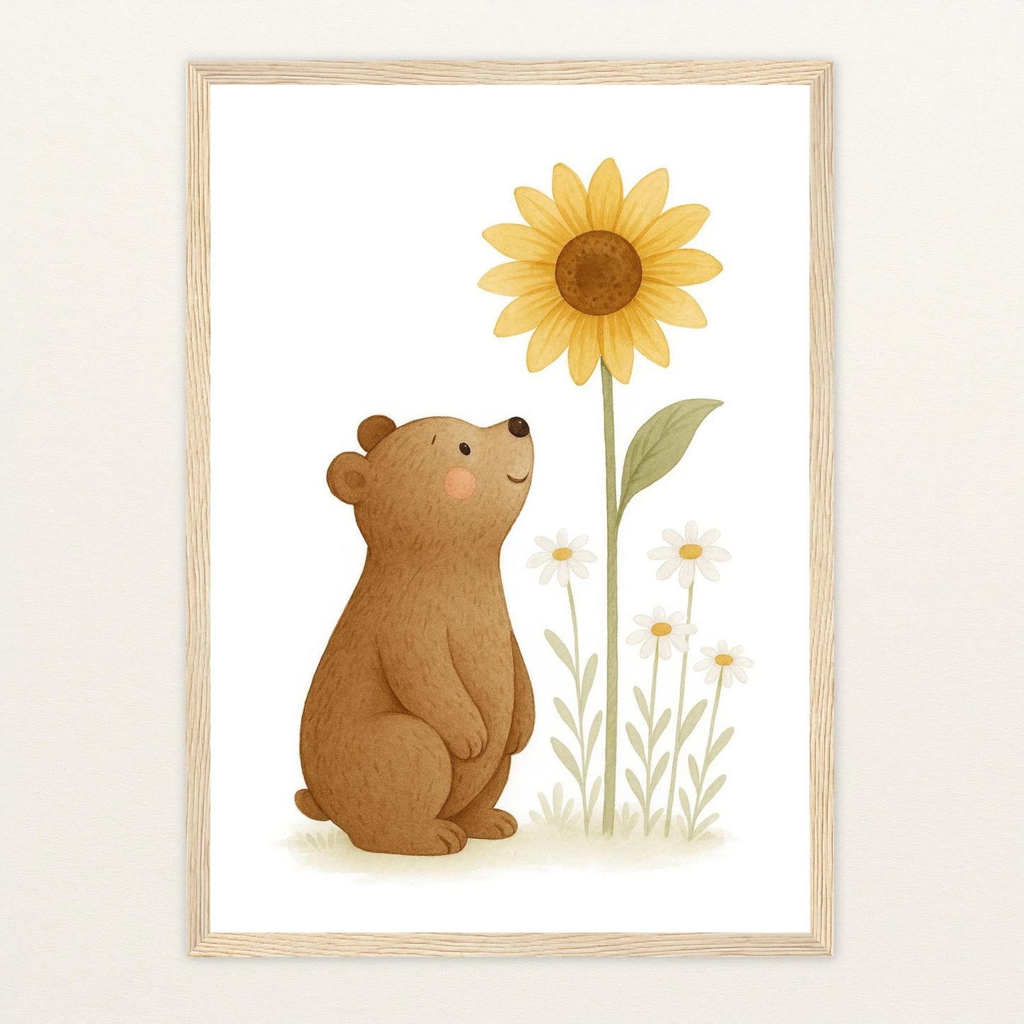 Balu der Bär - Motiv: "Sonnenblume" Poster mit Holzrahmen von tinylearner