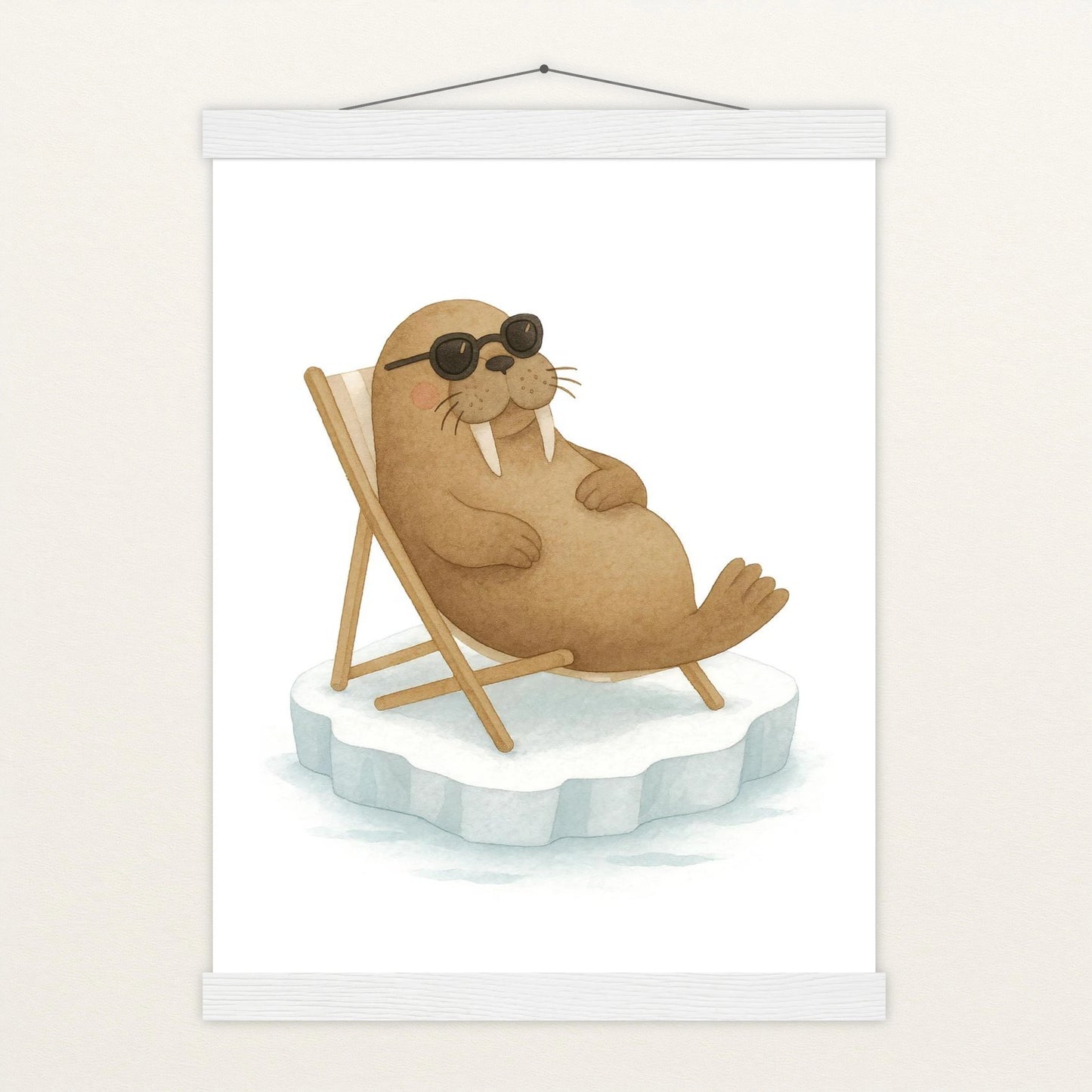 Wally das Walross - Motiv: "Liegestuhl" Poster mit Leisten von tinylearner