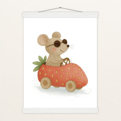 Mimi die Maus - Motiv: "Erdbeerwagen" Poster mit Leisten von tinylearner