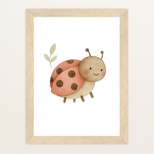 Marie der Marienenkäfer Poster mit Holzrahmen von tinylearner
