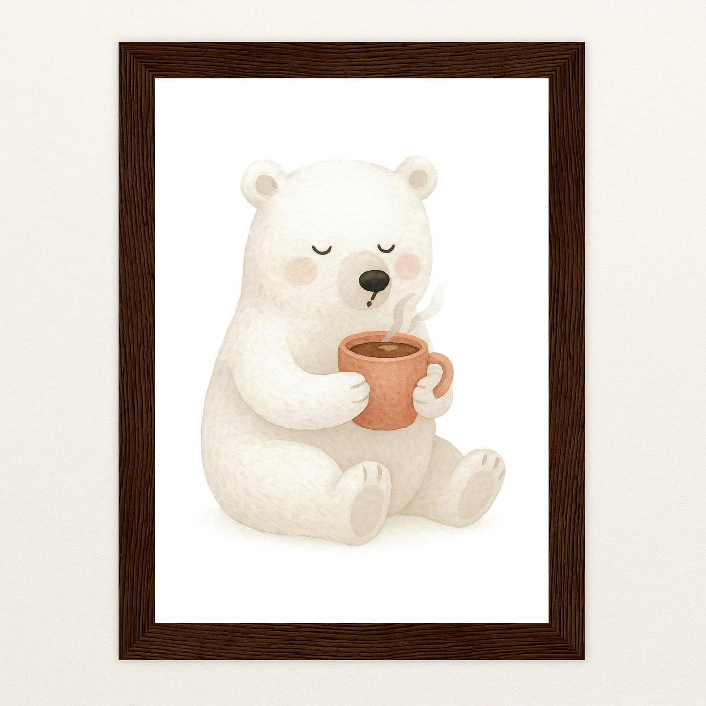 Pummel der Polarbär - Motiv: "Kakao" Poster mit Holzrahmen von tinylearner
