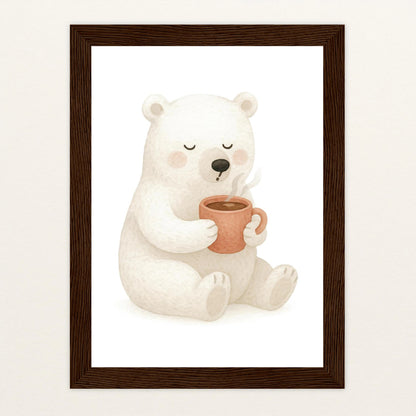 Pummel der Polarbär - Motiv: "Kakao" Poster mit Holzrahmen von tinylearner