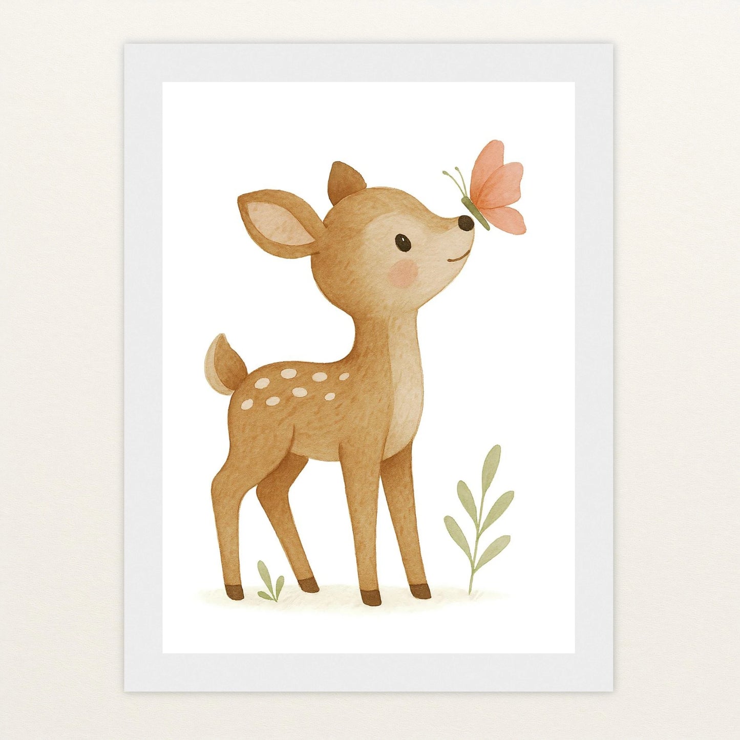 Ria das Reh - Motiv: "Schmetterling" Poster mit Holzrahmen von tinylearner