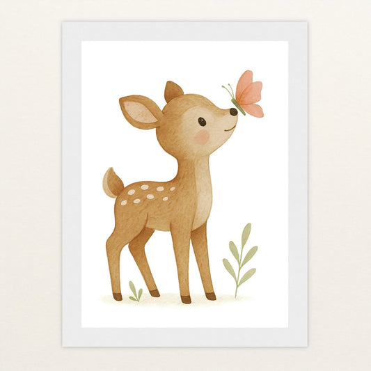 Ria das Reh - Motiv: "Schmetterling" Poster mit Holzrahmen von tinylearner