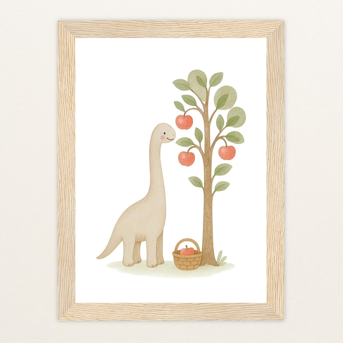 Dinosaurier Brachiosaurus - Motiv: "Apfelbaum" Poster mit Holzrahmen von tinylearner