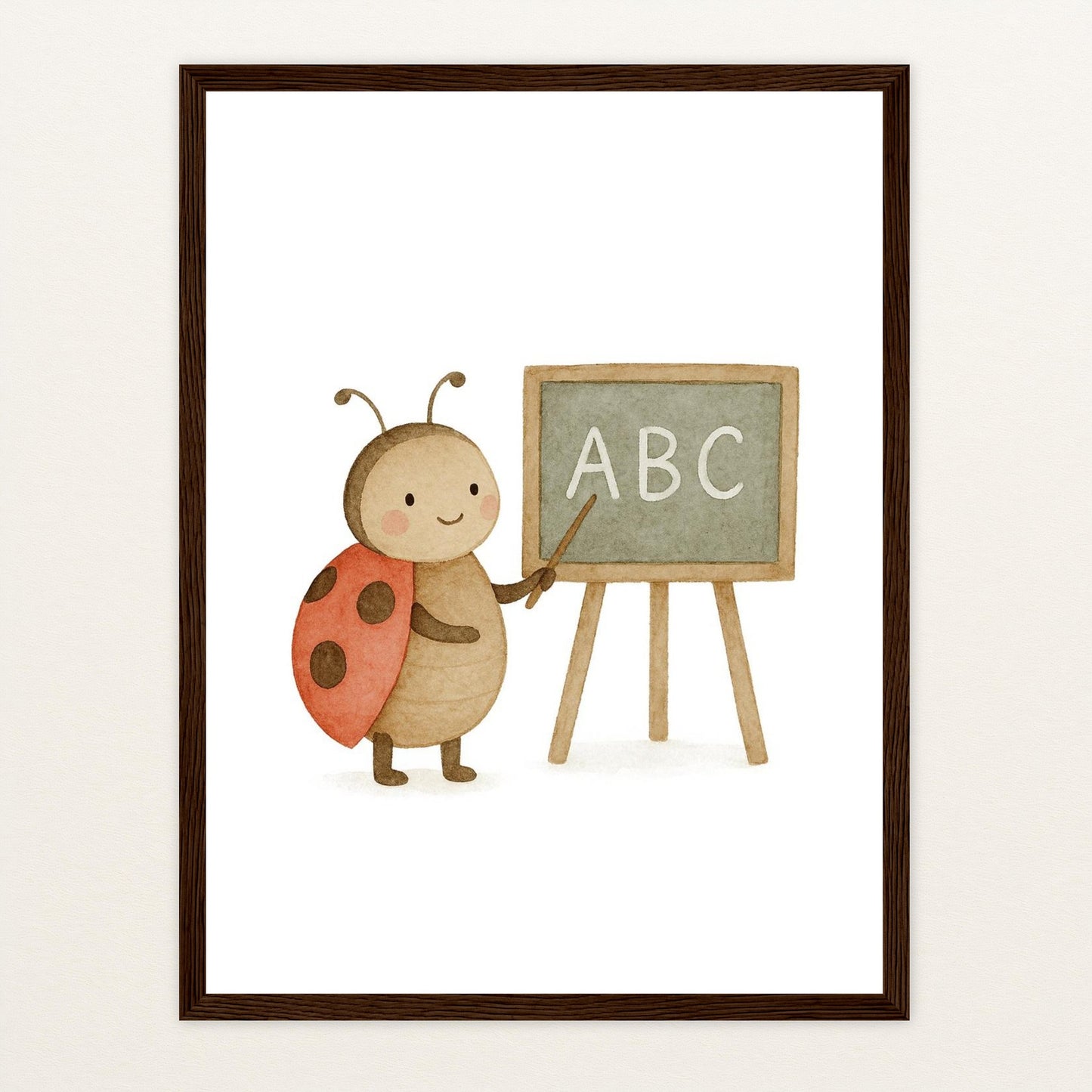 Marie der Marienenkäfer - Lehrer Poster mit Holzrahmen von tinylearner