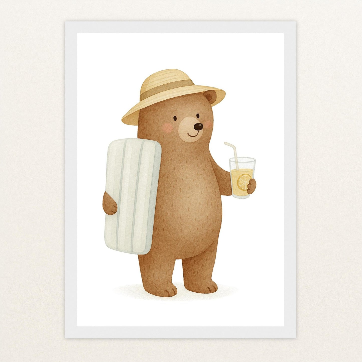 Balu der Bär - Motiv: "Strandtag" Poster mit Holzrahmen von tinylearner