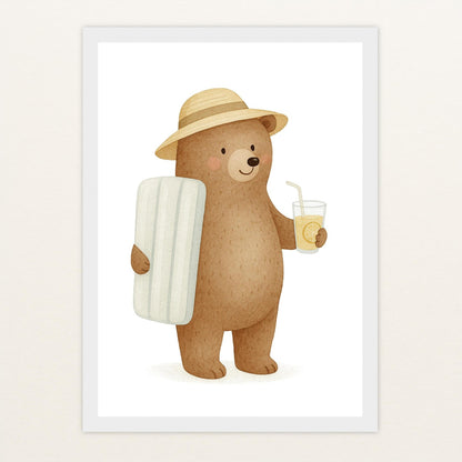 Balu der Bär - Motiv: "Strandtag" Poster mit Holzrahmen von tinylearner