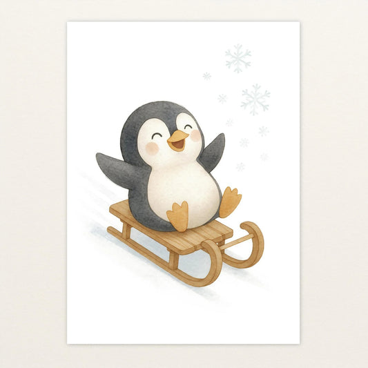 Pia der Pinguin - Motiv: "Schlitten" Poster von tinylearner