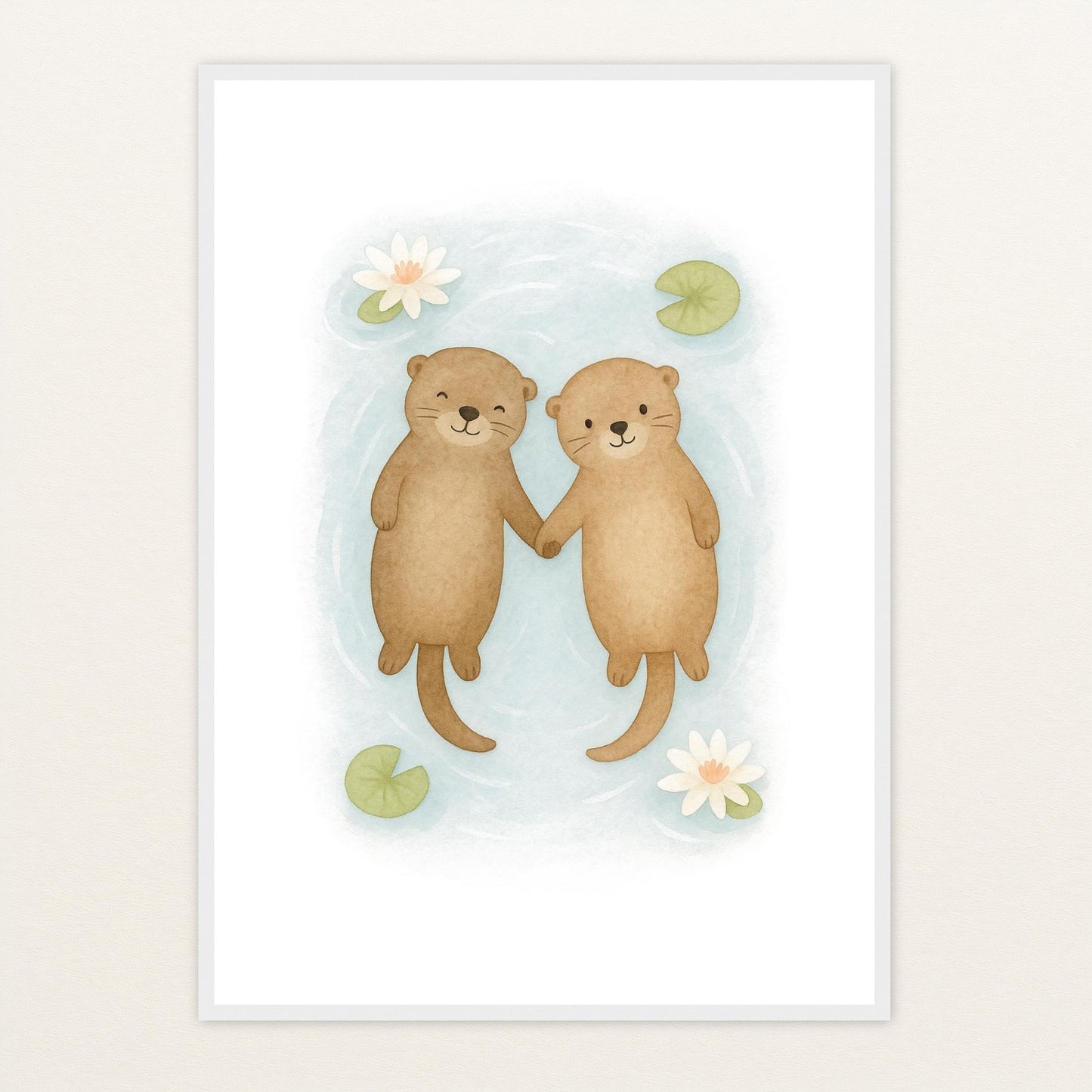 Otti der Otter Poster mit Holzrahmen von tinylearner