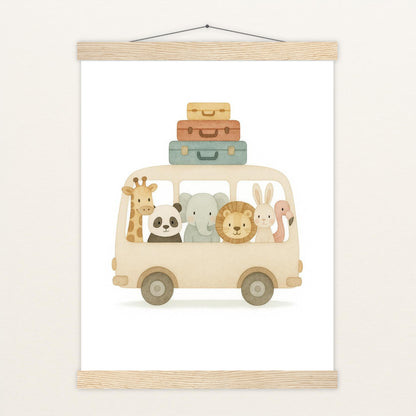 Tierfreunde - Motiv: "Reisebus" Poster mit Leisten von tinylearner