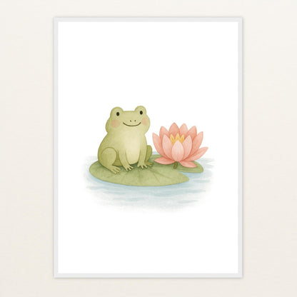 Flocke der Frosch Poster mit Holzrahmen von tinylearner