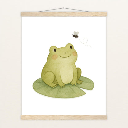 Flocke der Frosch - Motiv: "Fliege" Poster mit Leisten von tinylearner