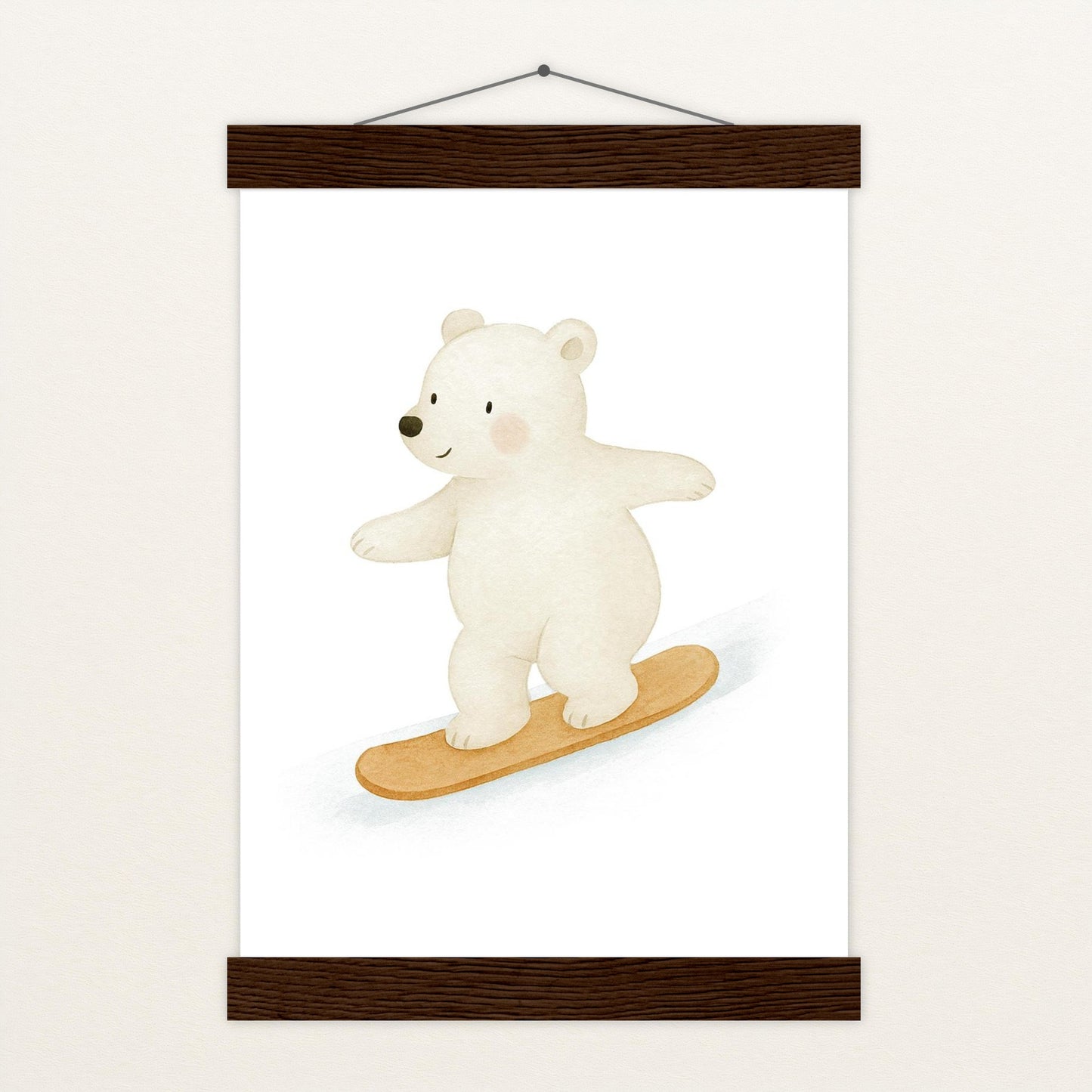 Pummel der Polarbär - Motiv: "Snowboard" Poster mit Leisten von tinylearner