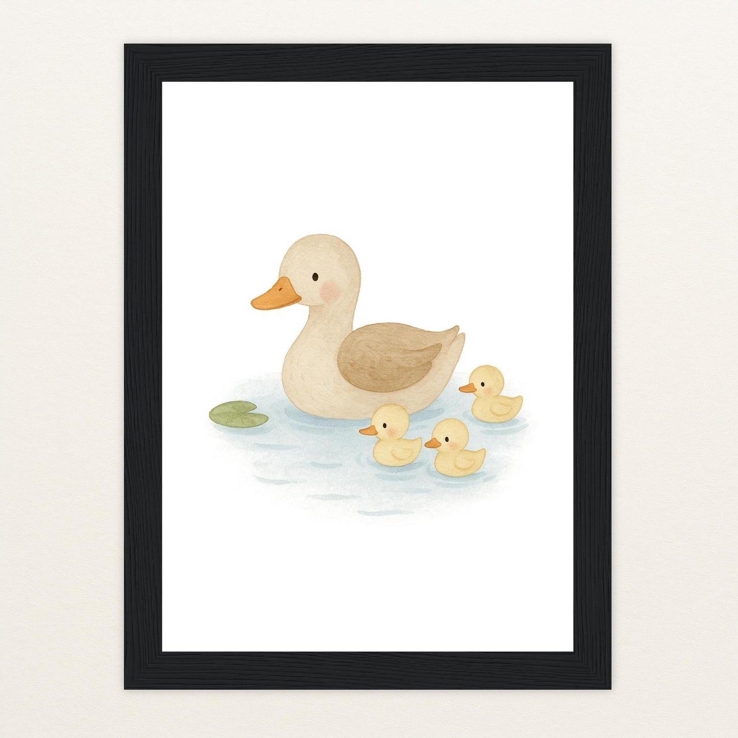Gusi die Gans - Motiv: "Teich" Poster mit Holzrahmen von tinylearner