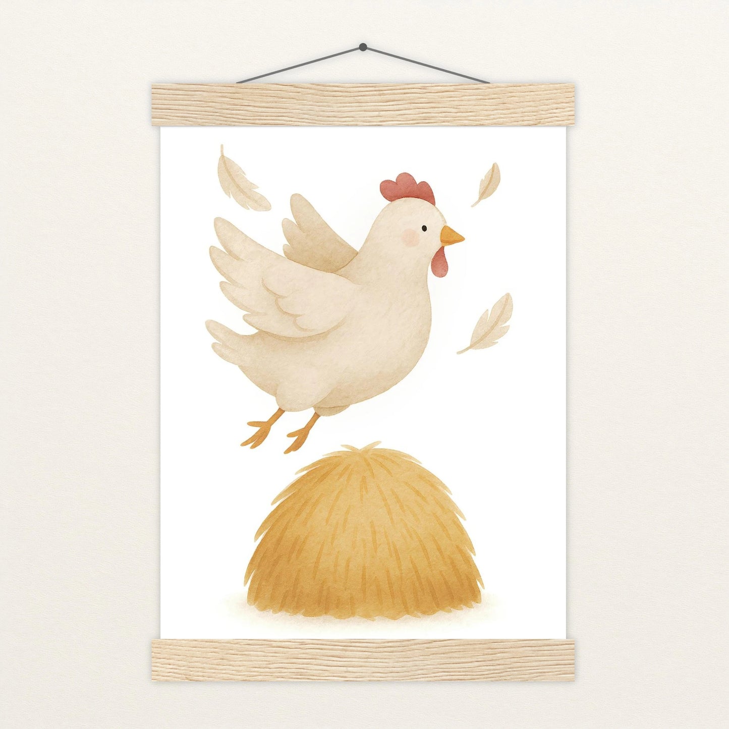 Hanni das Huhn - Motiv: "Heu" Poster mit Leisten von tinylearner